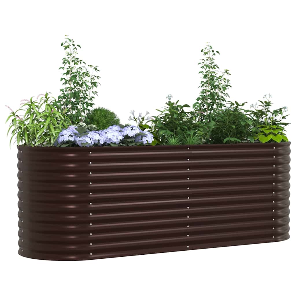Canteiro de jardim elevado Castanho 240 x 80 x 81 cm Aço