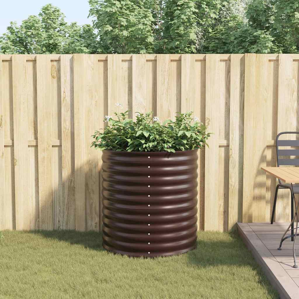 Canteiro de jardim elevado Castanho 80 x 80 x 81 cm Aço