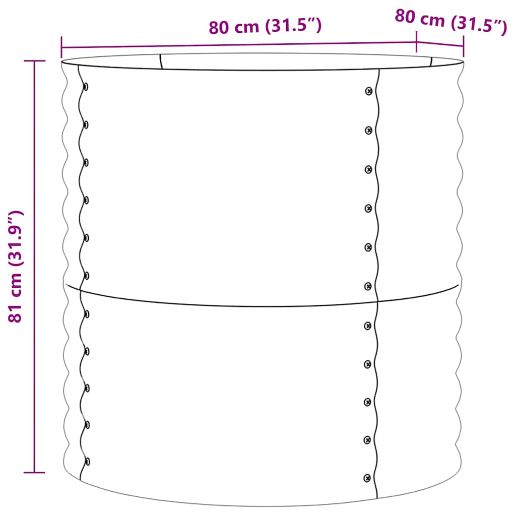 Canteiro de jardim elevado Castanho 80 x 80 x 81 cm Aço