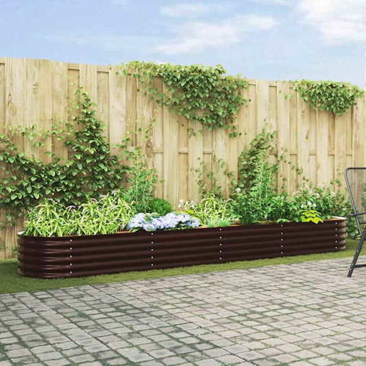 Canteiro de jardim elevado Castanho 400 x 80 x 44 cm Aço