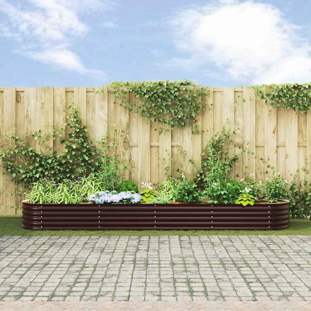 Canteiro de jardim elevado Castanho 400 x 80 x 44 cm Aço