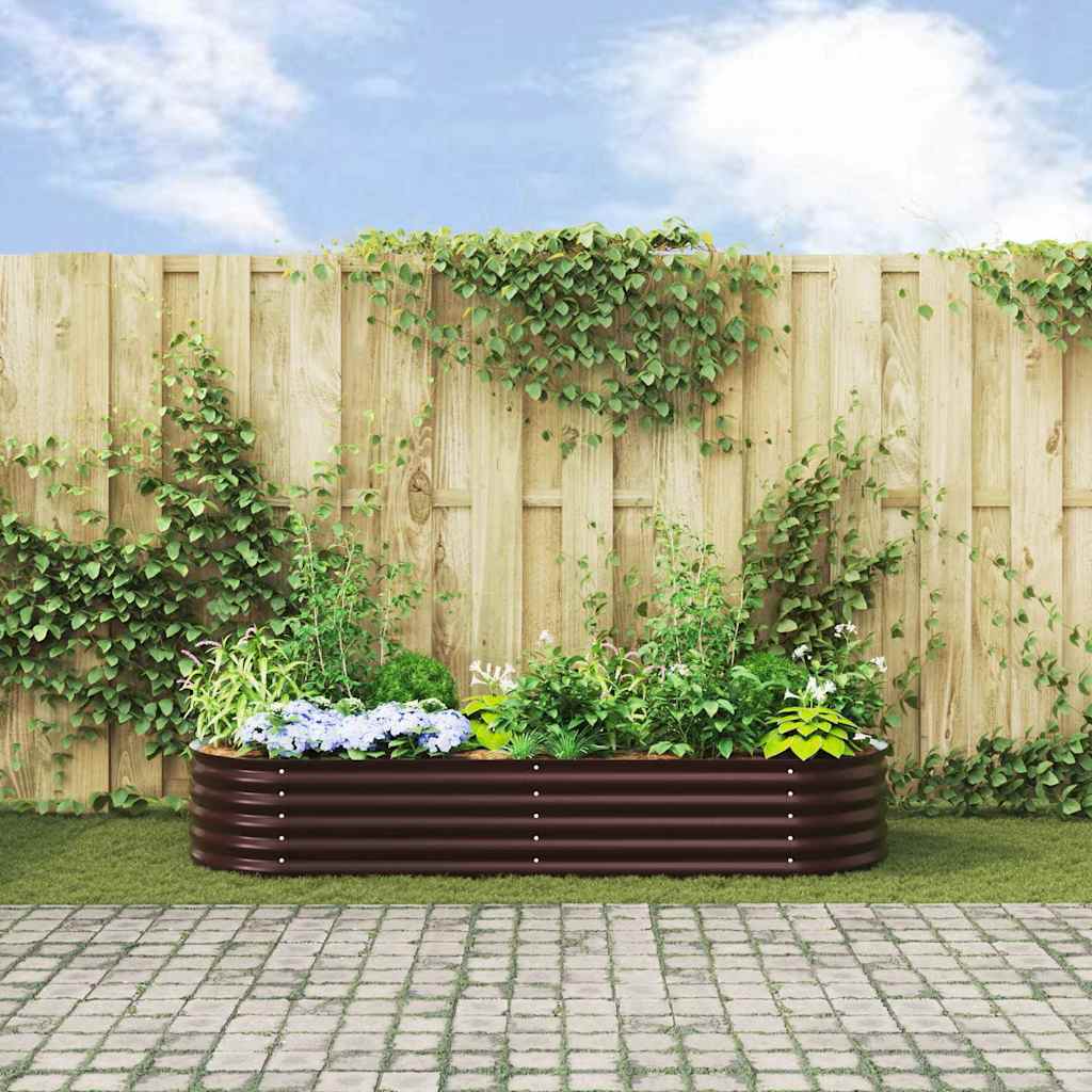 Canteiro de jardim elevado Castanho 240 x 80 x 44 cm Aço