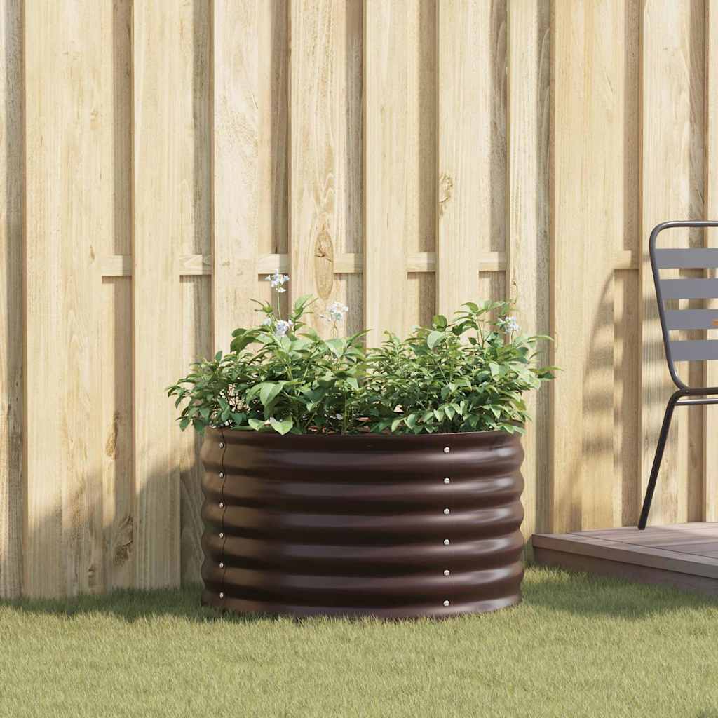 Canteiro de jardim elevado Castanho 80 x 80 x 44 cm Aço