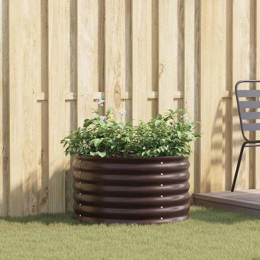 Canteiro de jardim elevado Castanho 80 x 80 x 44 cm Aço