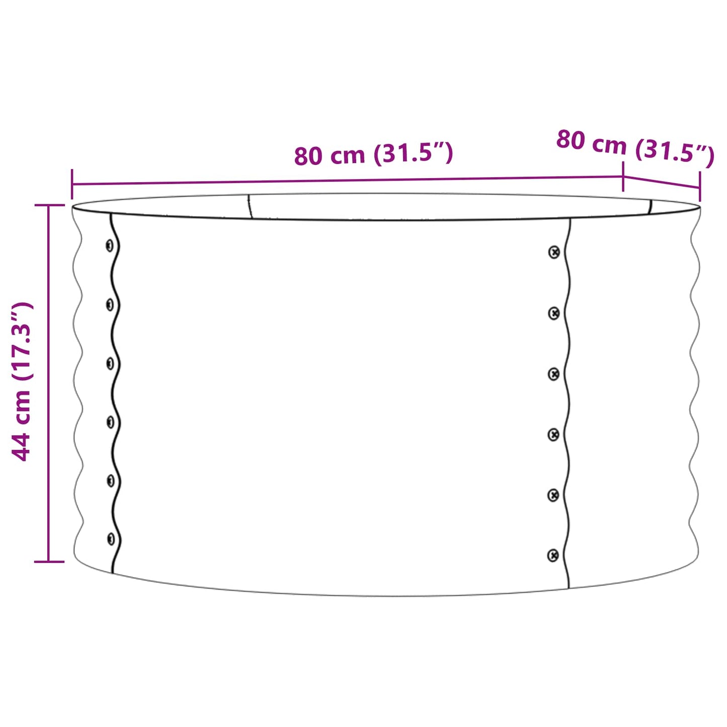 Canteiro de jardim elevado Castanho 80 x 80 x 44 cm Aço