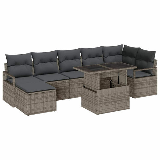 Conjunto de Sofá de Jardim com almofada 8 pcs Cinzeto