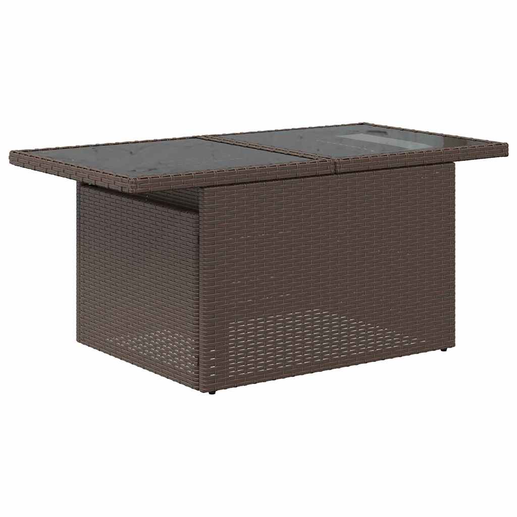 Conjunto de Sofá de Jardim com almofada 7 pcs Castanho e creme