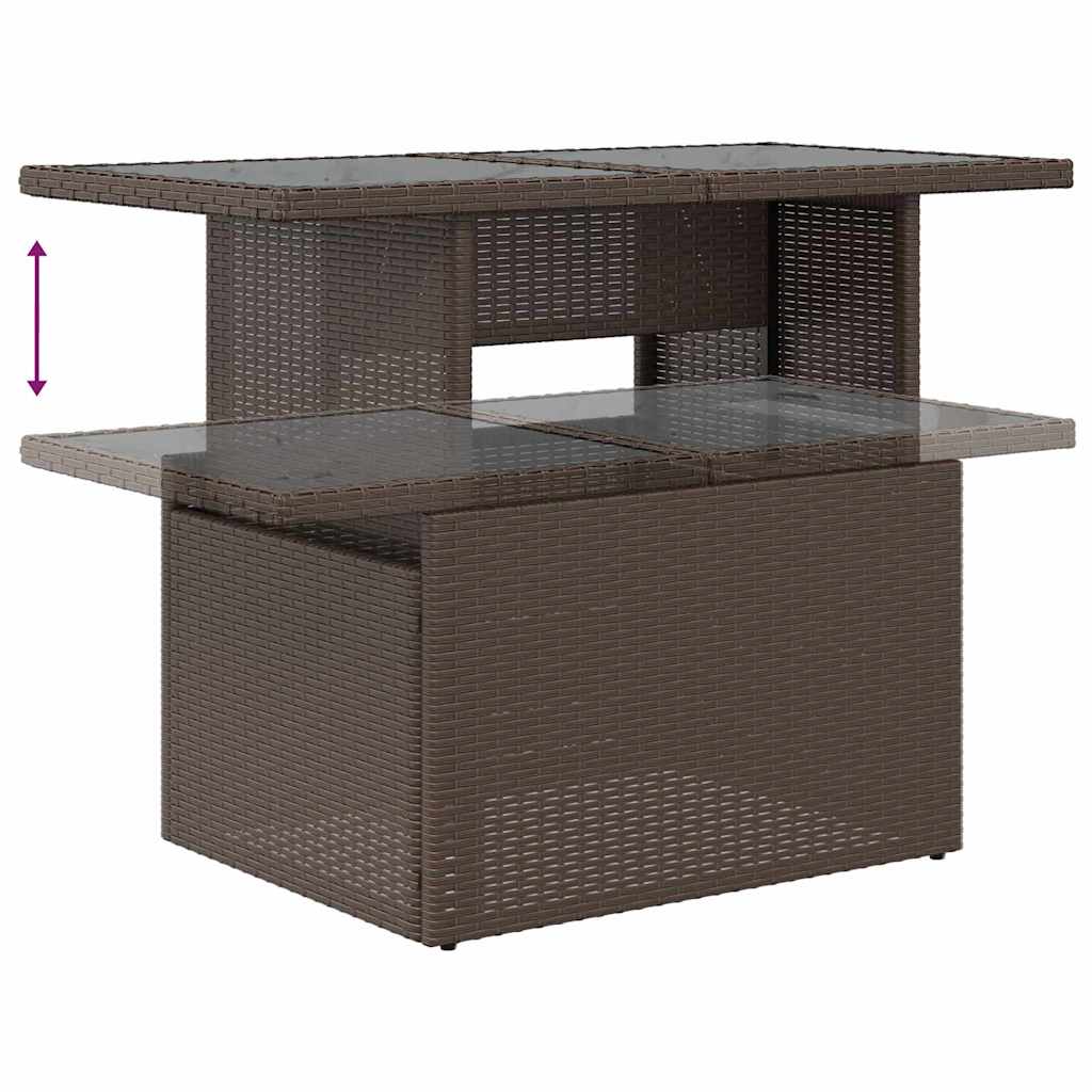 Conjunto de Sofá de Jardim com almofada 7 pcs Castanho e creme
