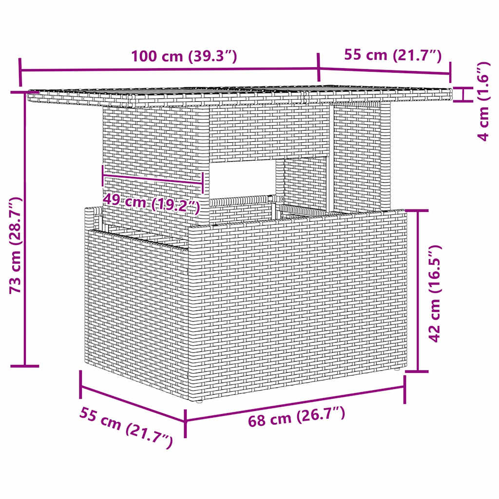 Conjunto de Sofá de Jardim com almofada 6 pcs Cinzeto vime PE