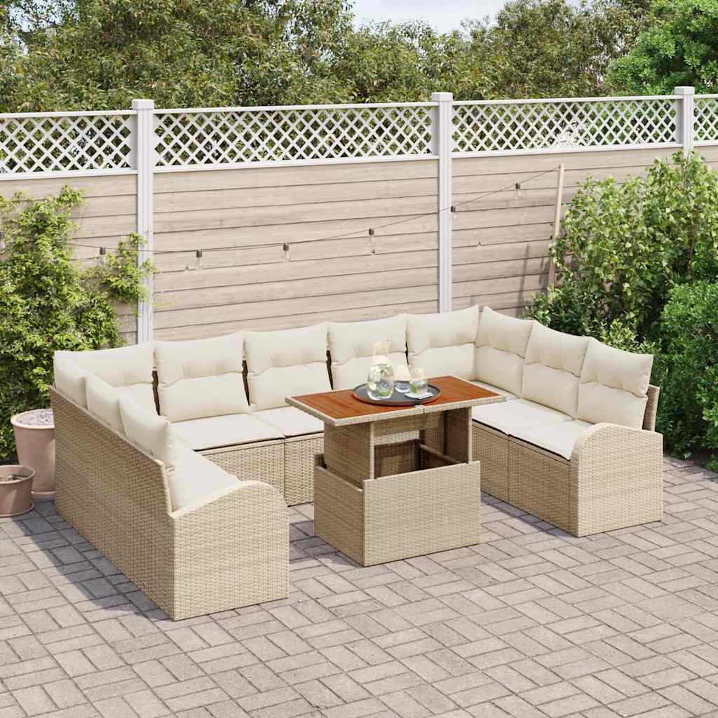 Conjunto de Sofá de Jardim 10 pcs bege e creme 100 x 55 x 73 cm