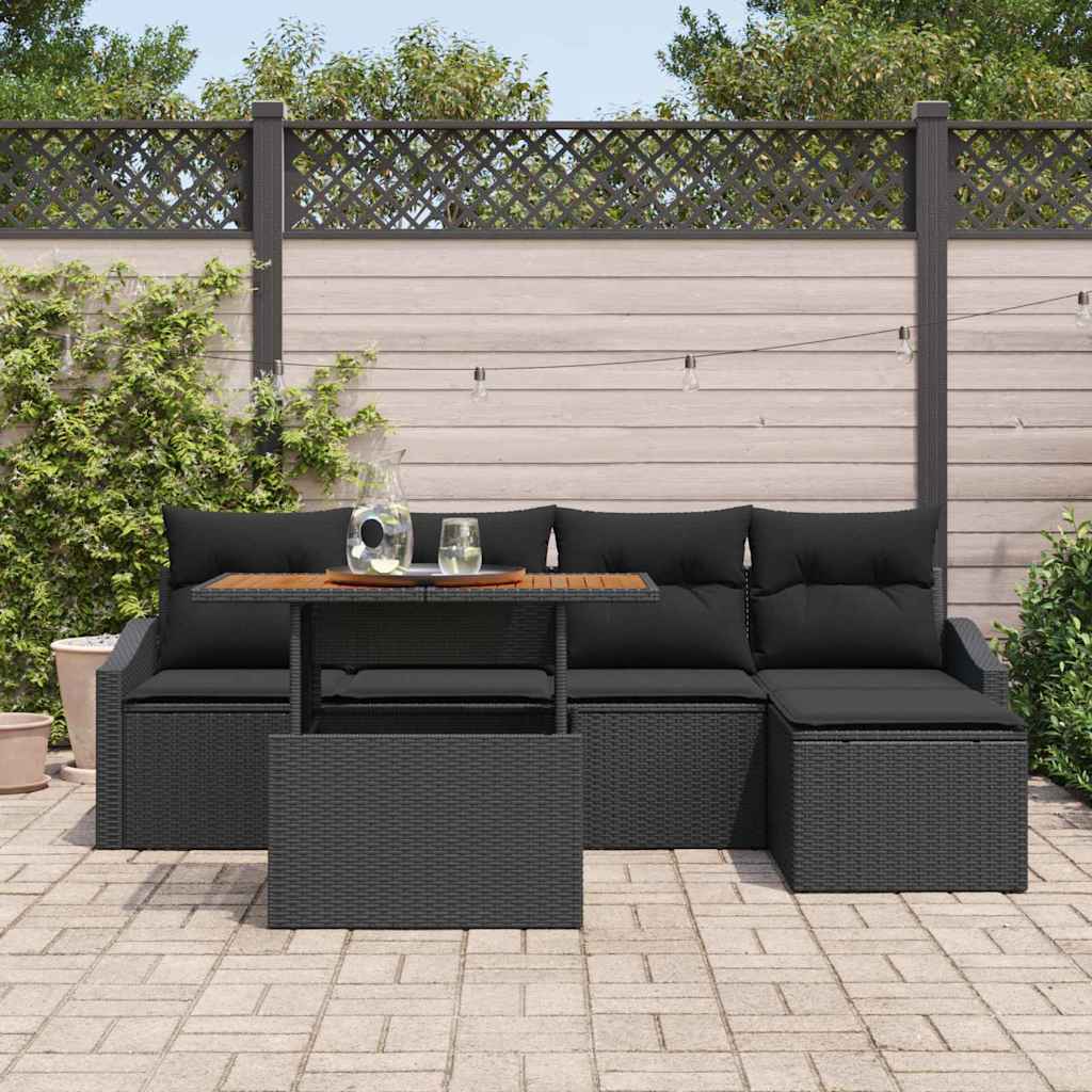 Conjunto de Jantar para Jardim 6 pcs Preto e Marrom