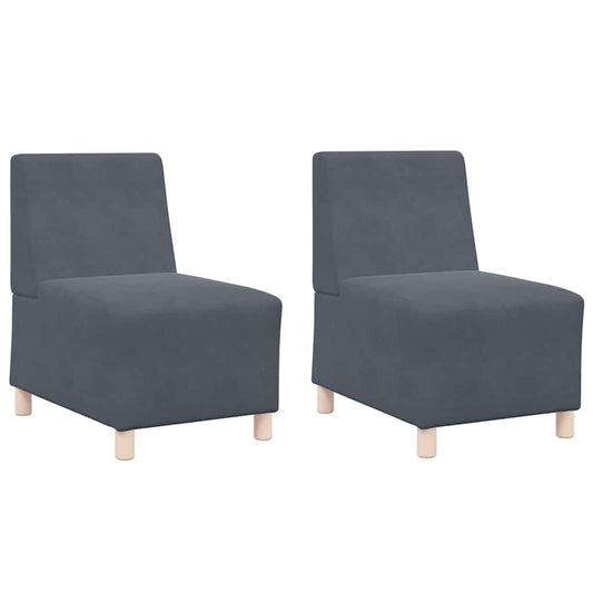Unidade de Sofá Modular Sem Braços 2 pcs Cinza Escuro