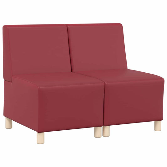 Unidade de Sofá Modular Sem Braços 2 pcs Vinho Vermelho