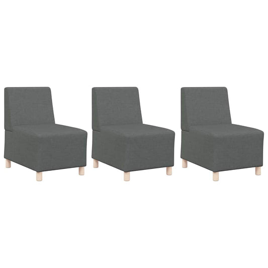 Unidade de Sofá Modular Sem Braços 3 pcs Cinza Escuro