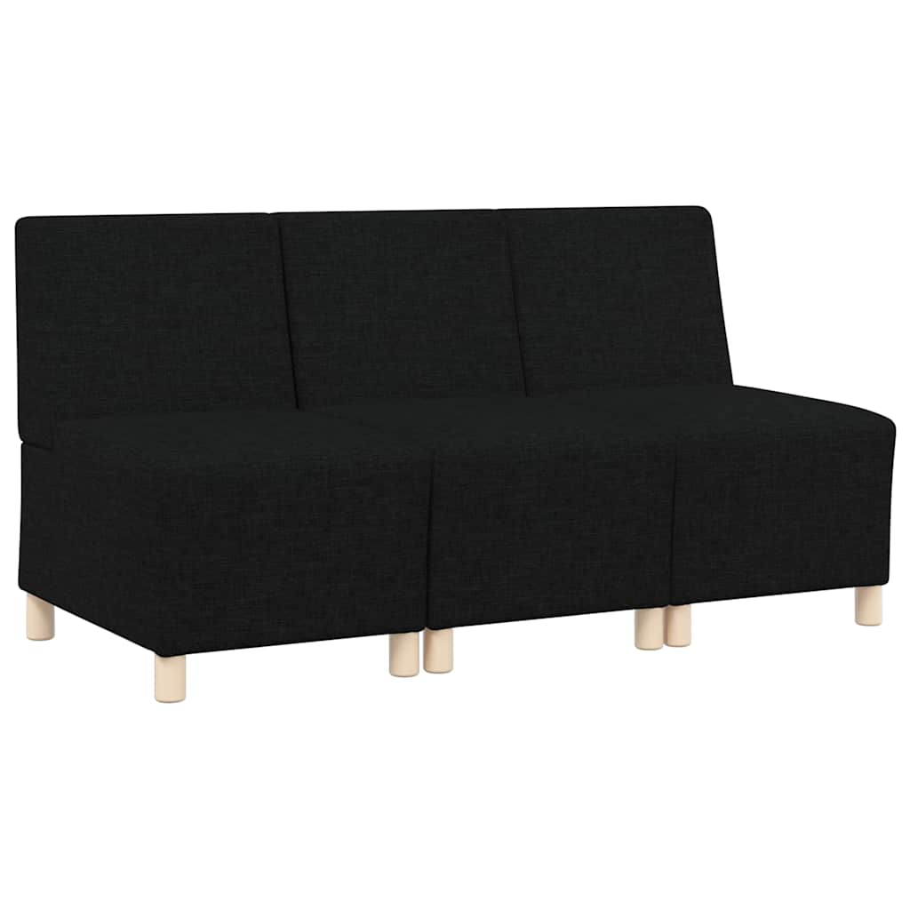 Unidade de Sofá Modular Sem Braços 3 pcs Preto 55 x 74 x 82 cm