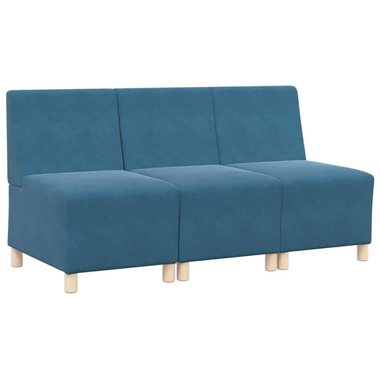 Unidade de Sofá Modular Sem Braços 3 pcs Azul 55 x 74 x 82 cm