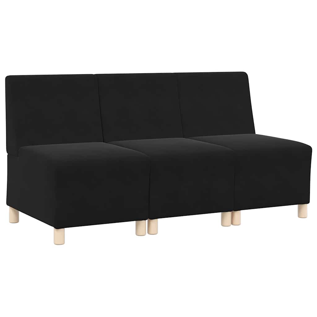 Unidade de Sofá Modular Sem Braços 3 pcs Preto 55 x 74 x 82 cm