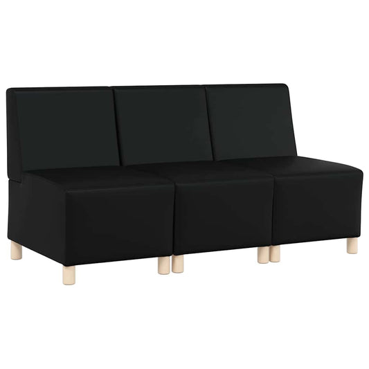 Unidade de Sofá Modular Sem Braços 3 pcs Preto 55 x 74 x 82 cm