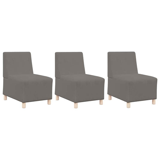 Unidade de Sofá Modular Sem Braços 3 pcs Cinzento-claro