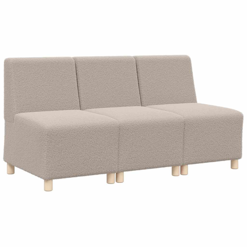 Unidade de Sofá Modular Sem Braços 3 pcs Cinzento-claro
