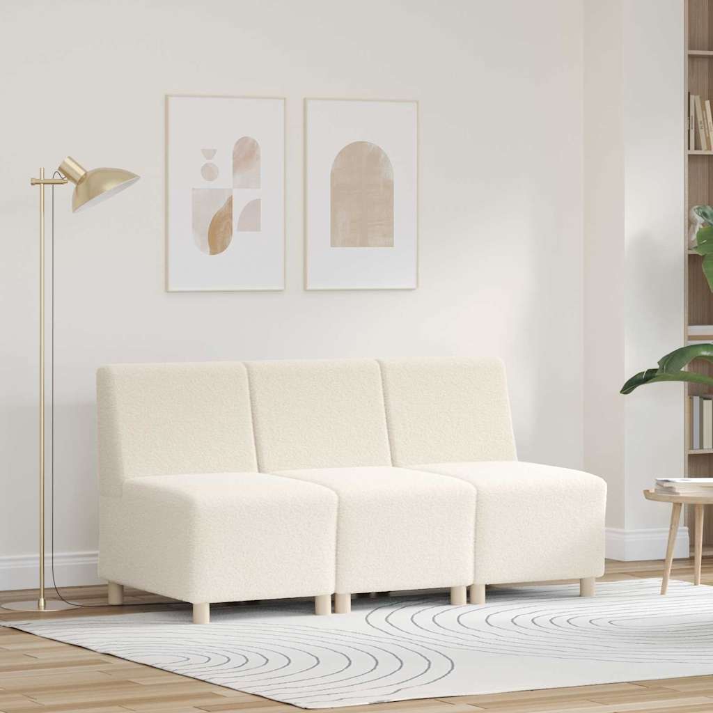 Unidade de Sofá Modular Sem Braços 3 pcs Creme 55 x 74 x 82 cm