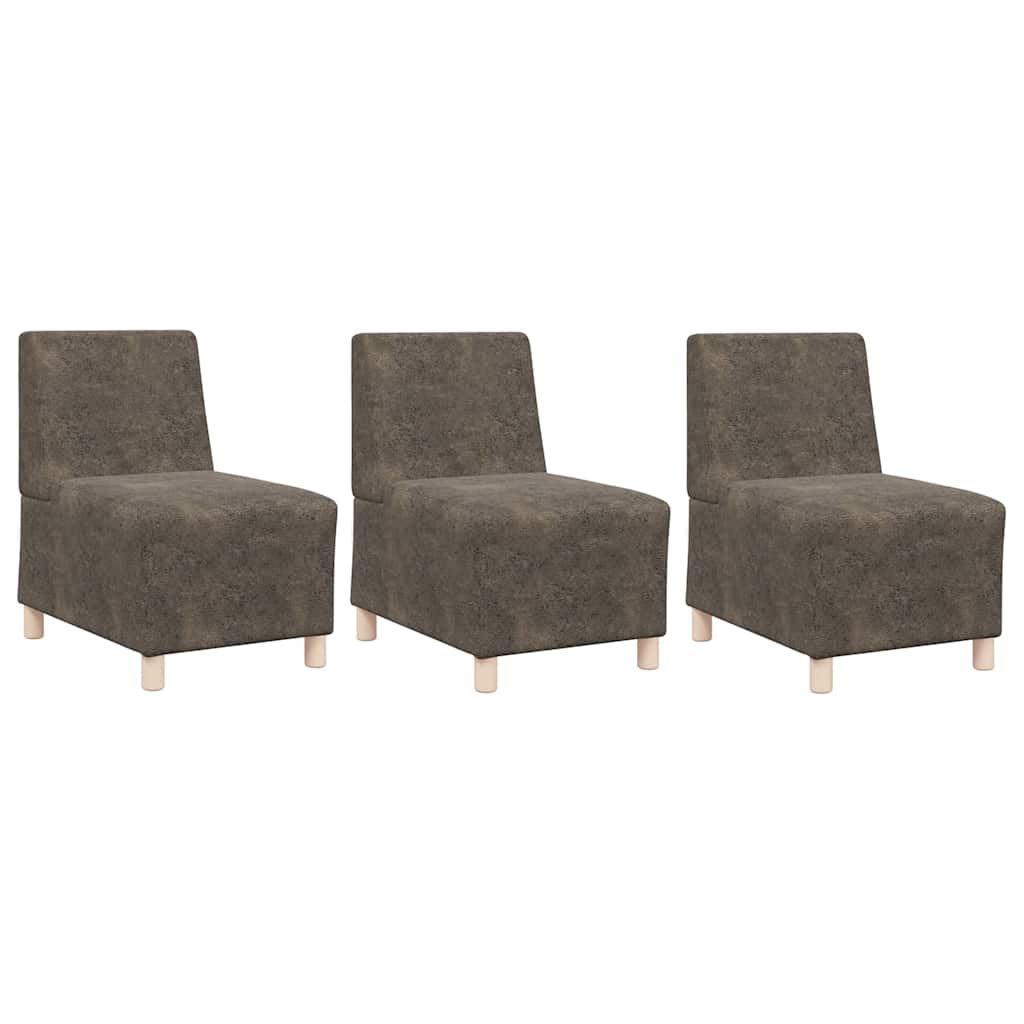 Unidade de Sofá Modular Sem Braços 3 pcs Cinza Escuro