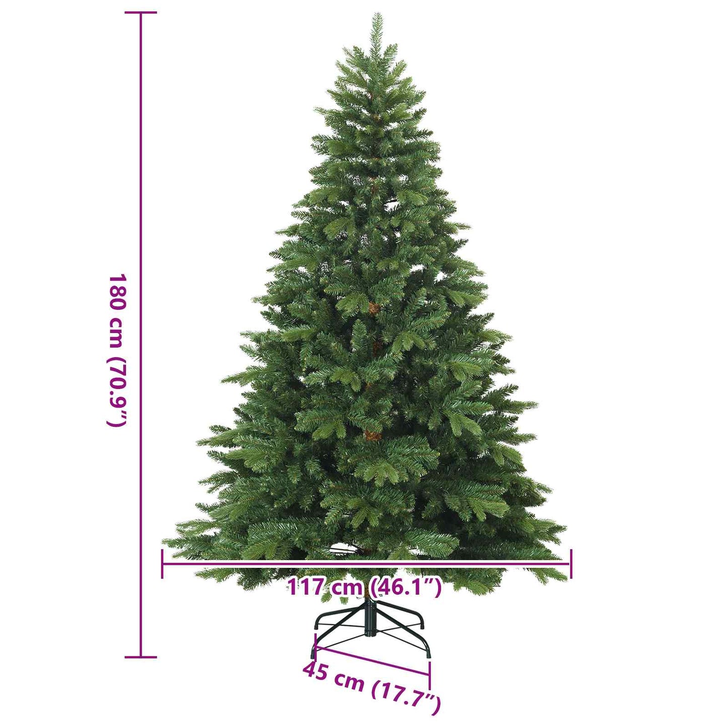 Árvore de Natal Articulada Artificial com suporte Verde 180 cm