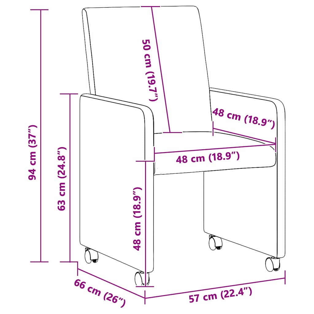 Cadeiras de Jantar 2 pcs Cinzento escuro 57 x 66 x 94 cm tecido