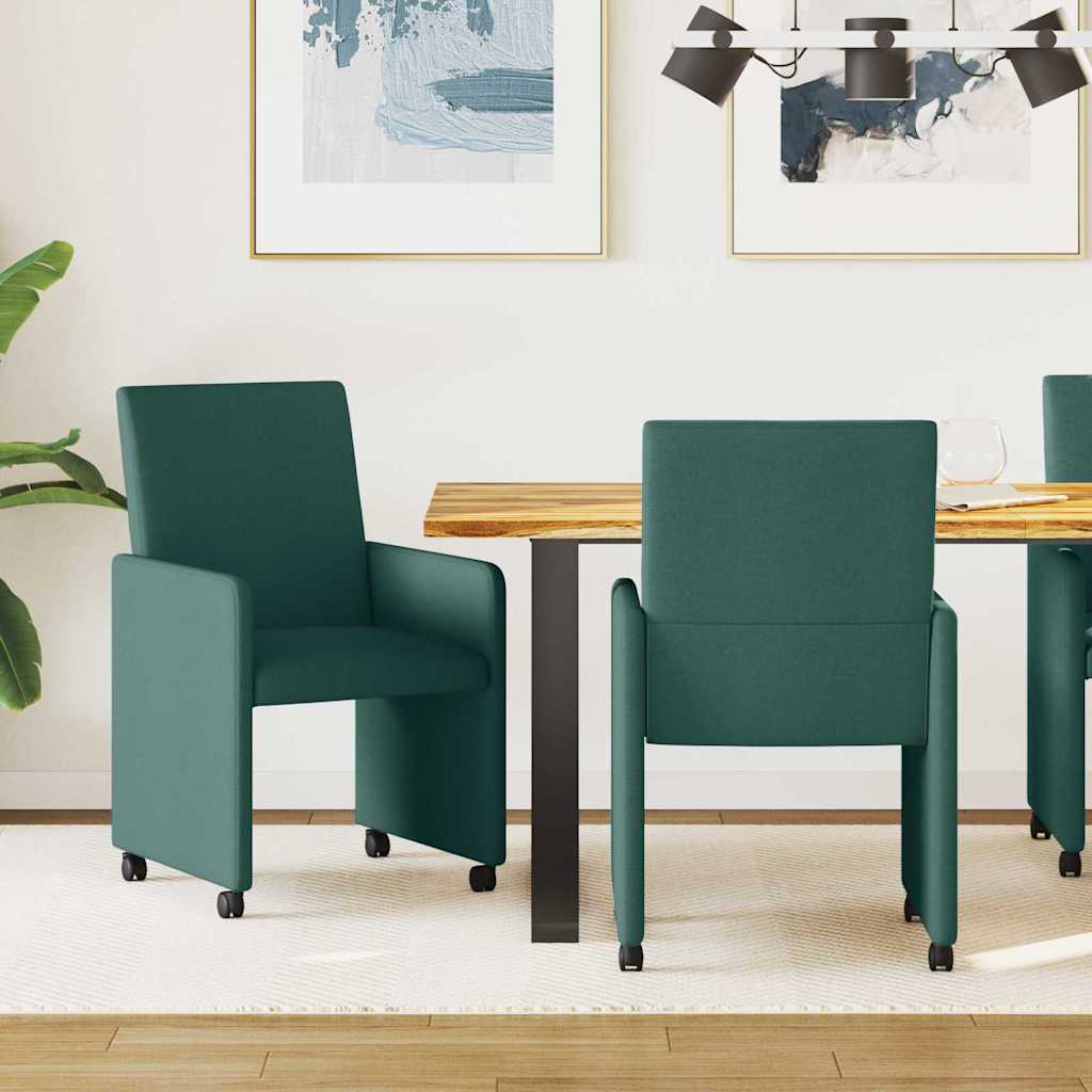 Cadeiras de Jantar 2 pcs Verde-escuro 57 x 66 x 94 cm tecido