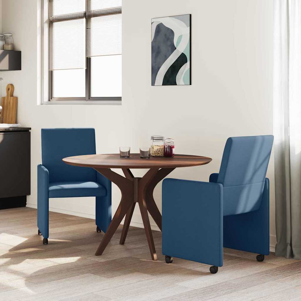 Cadeiras de Jantar com roda 2 pcs Azul 57 x 66 x 94 cm tecido