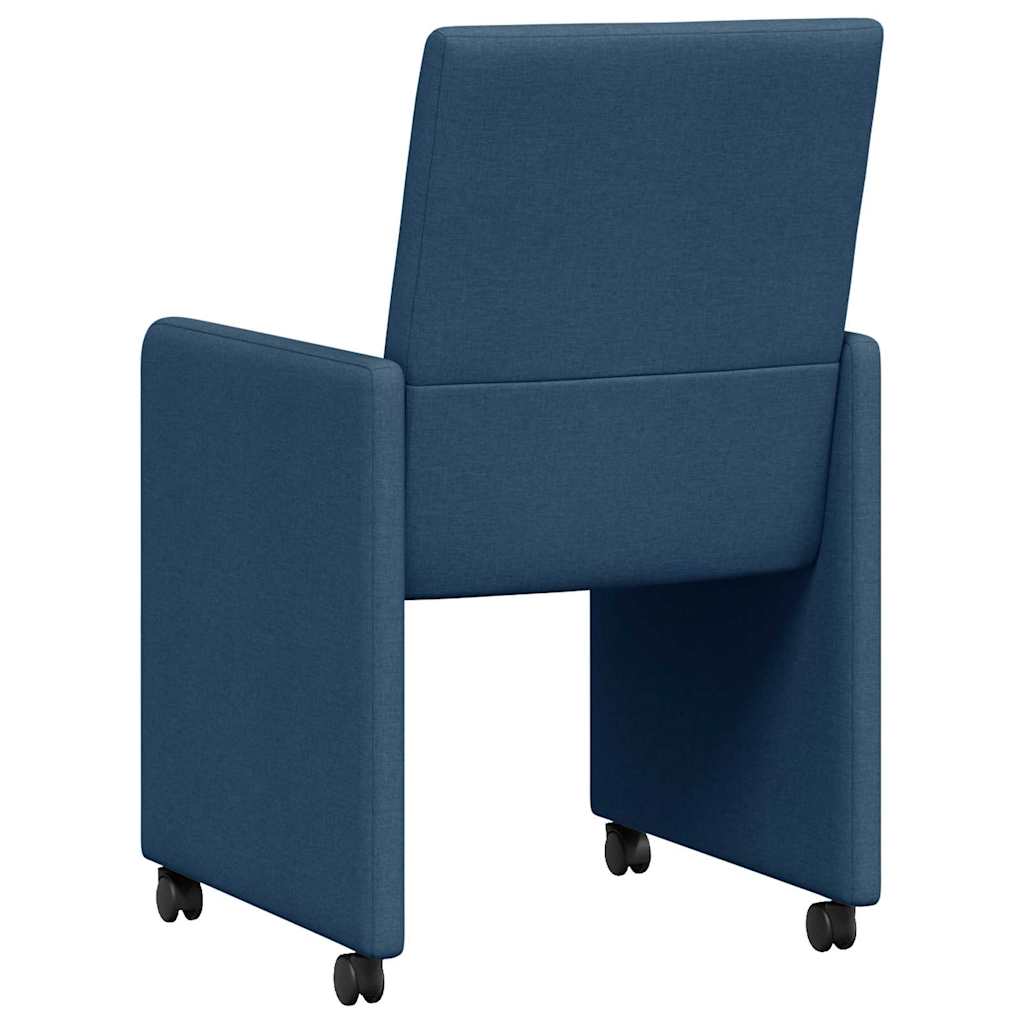 Cadeiras de Jantar com roda 2 pcs Azul 57 x 66 x 94 cm tecido