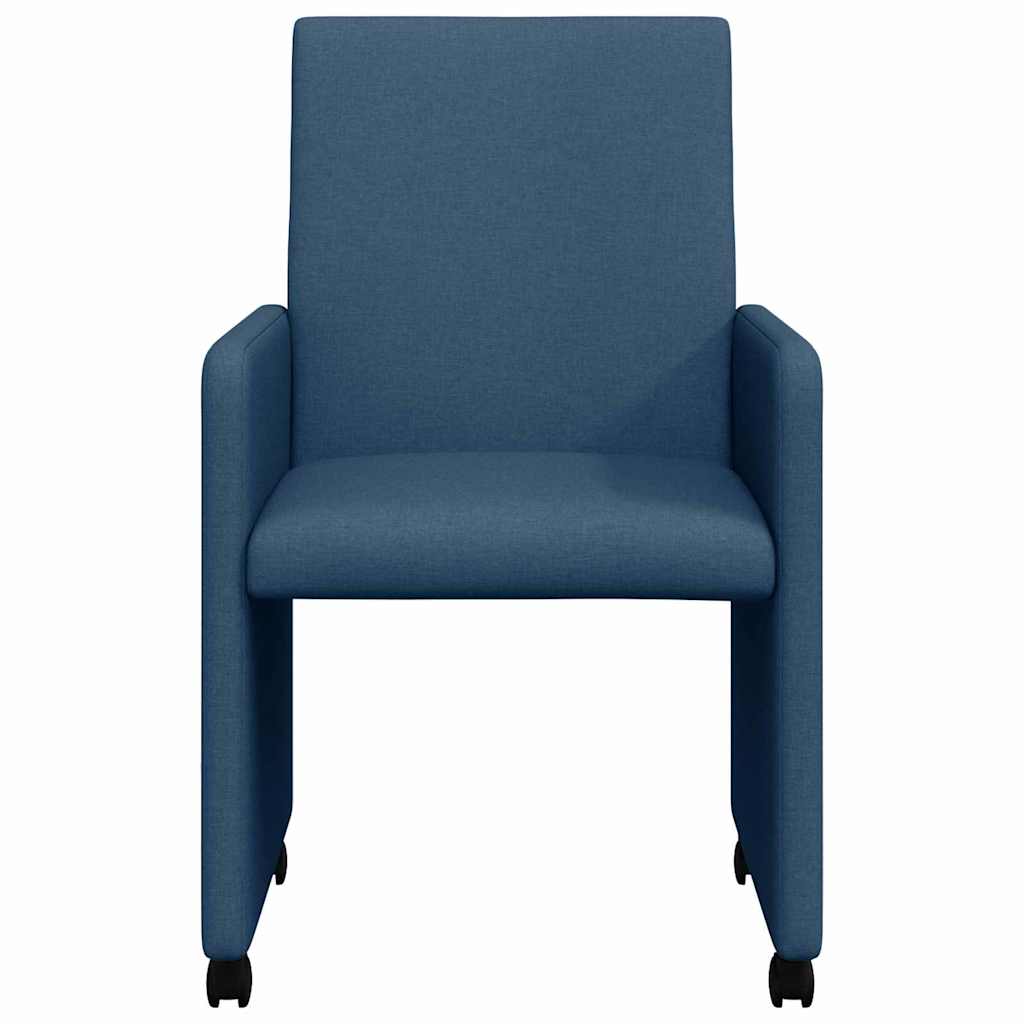 Cadeiras de Jantar com roda 2 pcs Azul 57 x 66 x 94 cm tecido