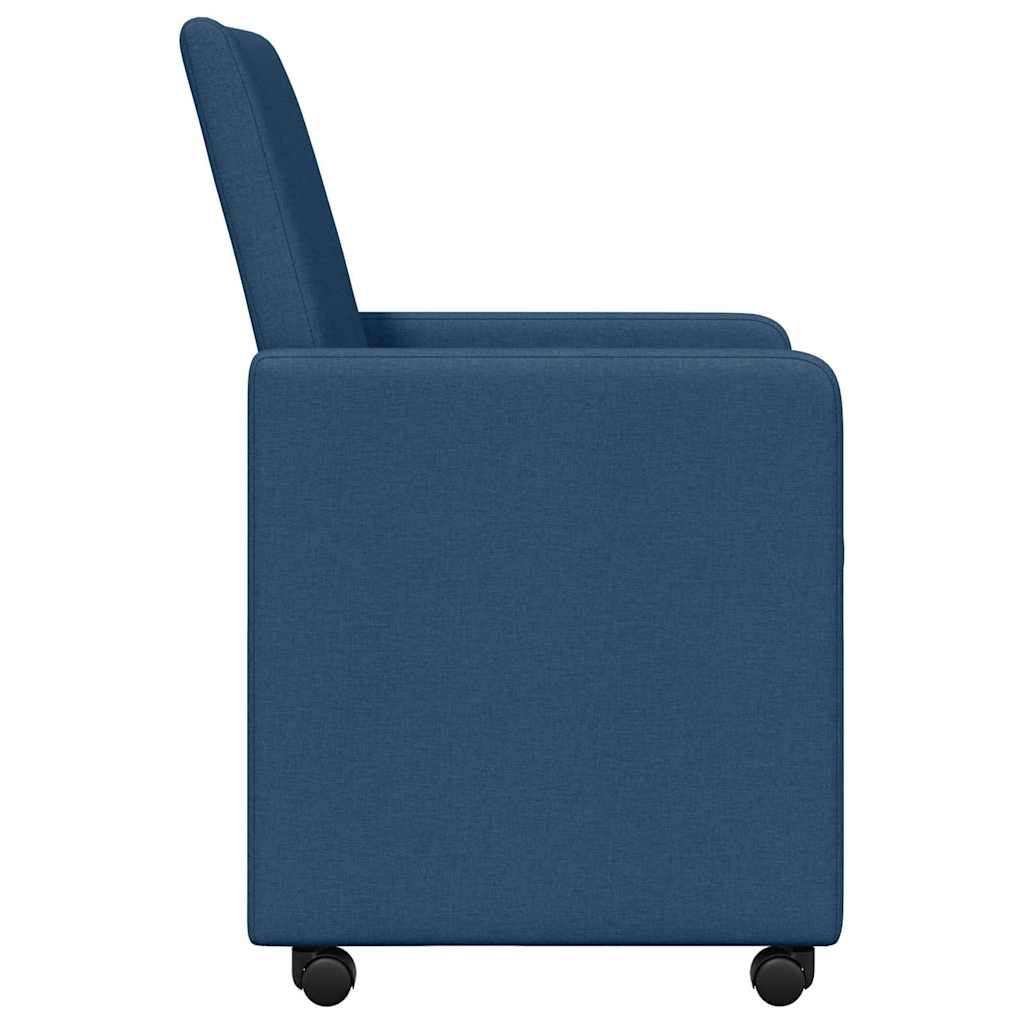 Cadeiras de Jantar com roda 2 pcs Azul 57 x 66 x 94 cm tecido