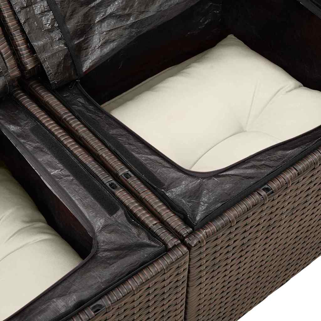 Conjunto de Sofá de Jardim 8 pcs Marrom e Creme 55 x 55 x 37 cm