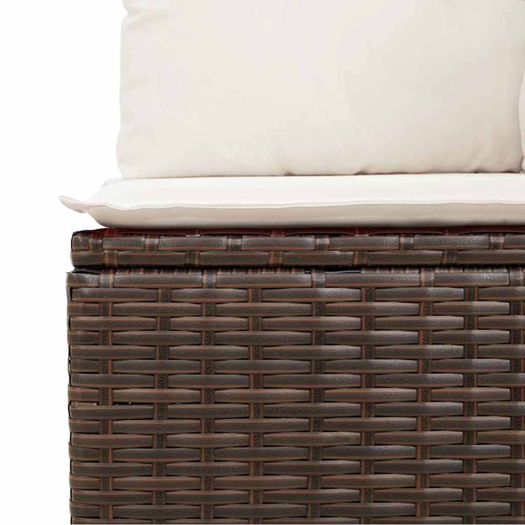 Conjunto de Sofá de Jardim 8 pcs Marrom e Creme 55 x 55 x 37 cm