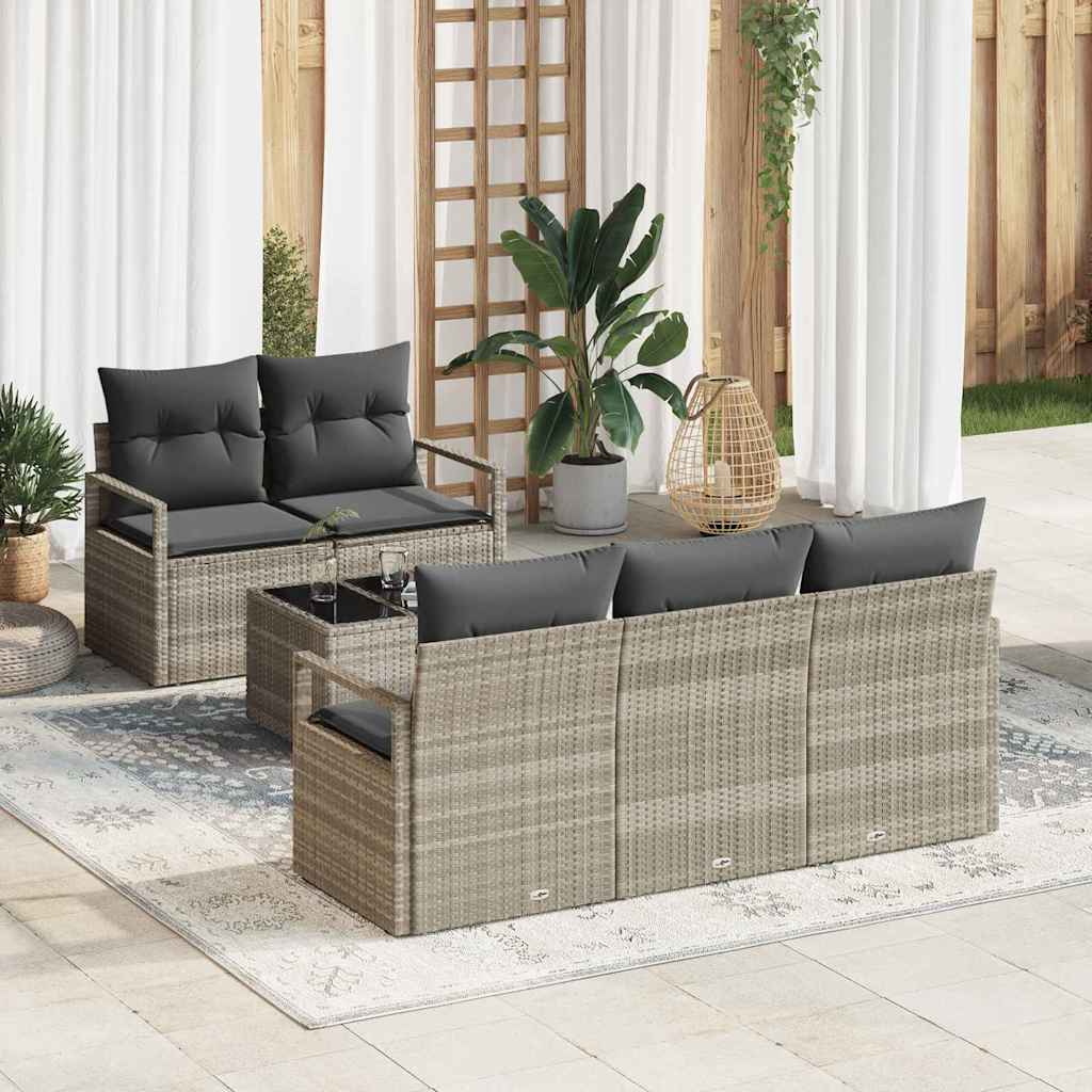 Conjunto de Sofá de Jardim 6 pcs Cinza Claro e Cinza Escuro