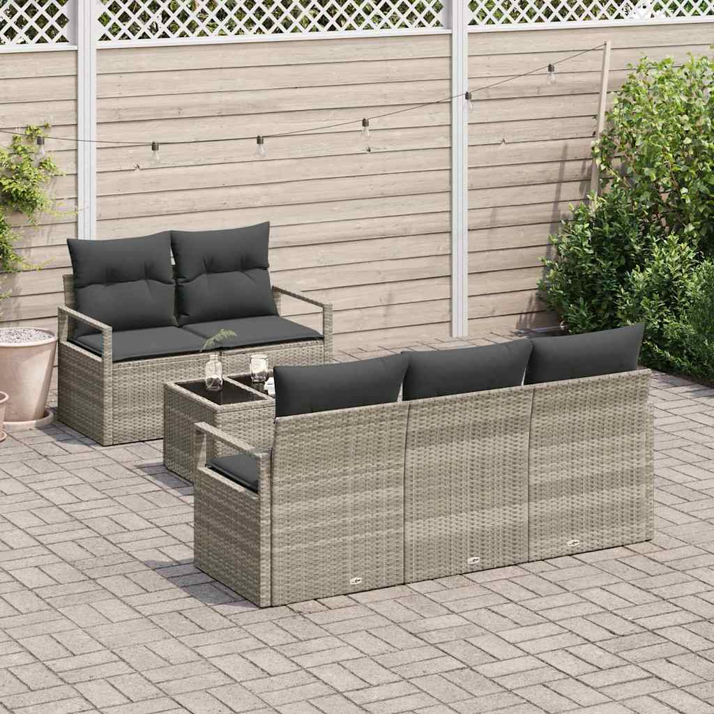 Conjunto de Sofá de Jardim 6 pcs Cinza Claro e Cinza Escuro
