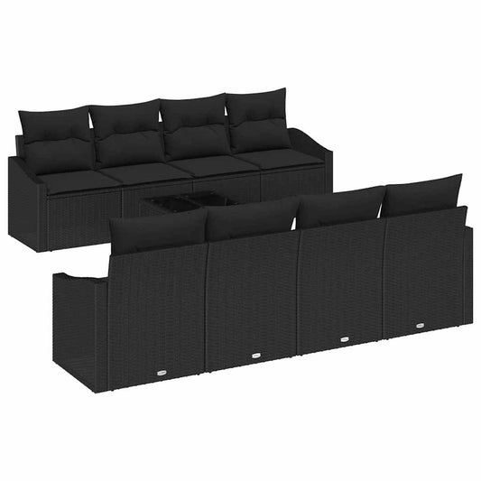 Conjunto de Sofás com almofada 7 pcs Preto vime PE