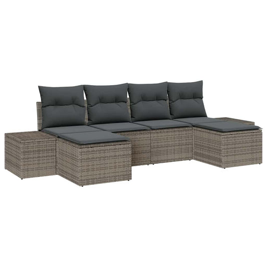 Conjunto de Sofá de Jardim 6 pcs Cinzeto 184 x 62 x 85 cm