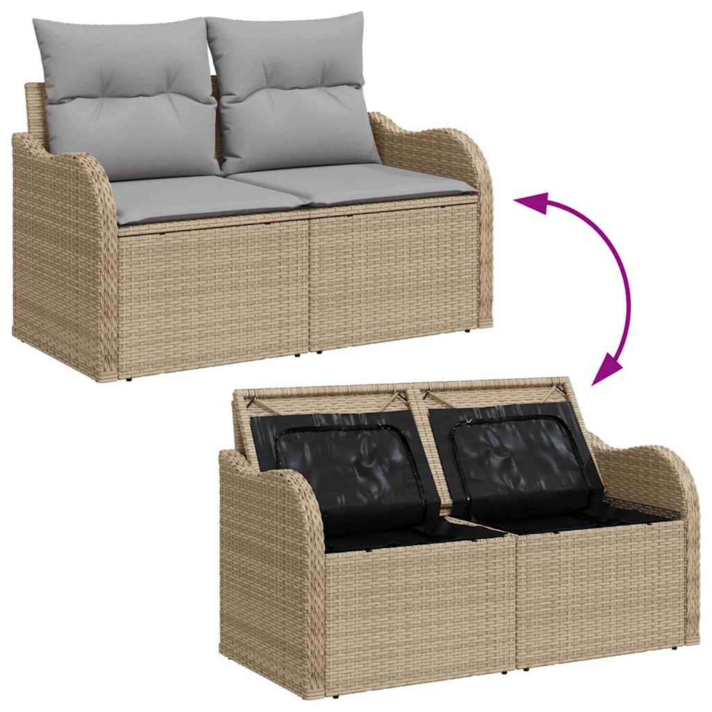 Conjunto de Sofá de Jardim Manual 5 pcs Bege e Cinza Claro