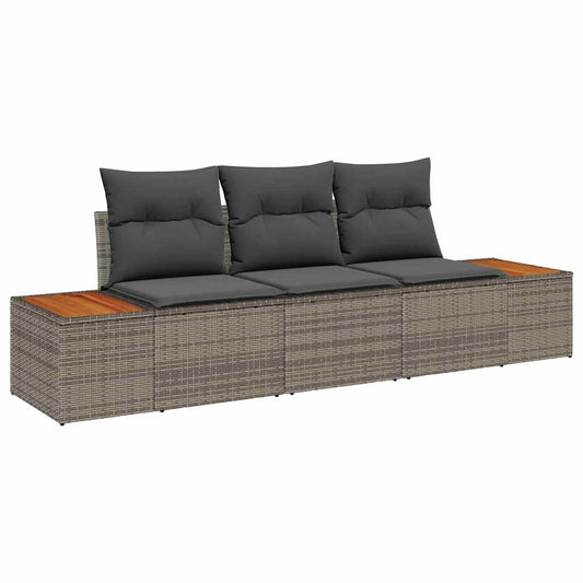Conjunto de Sofá de Jardim 3 pcs Cinzeto Rattan Sintético