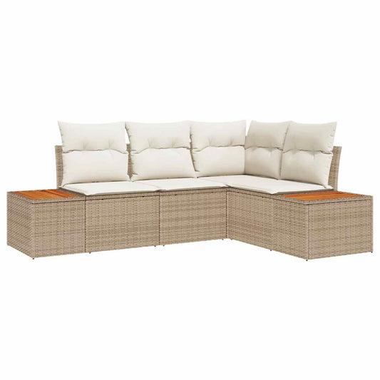 Conjunto de Sofá de Jardim 4 pcs bege e creme 209 x 154 x 85 cm