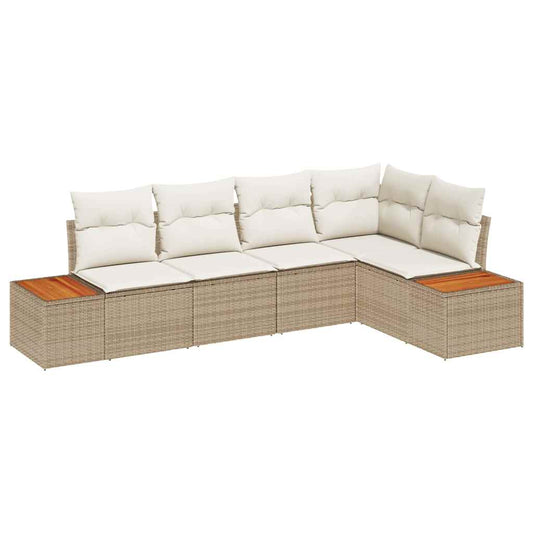Conjunto de Sofá de Jardim 5 pcs bege e creme 264 x 154 x 85 cm