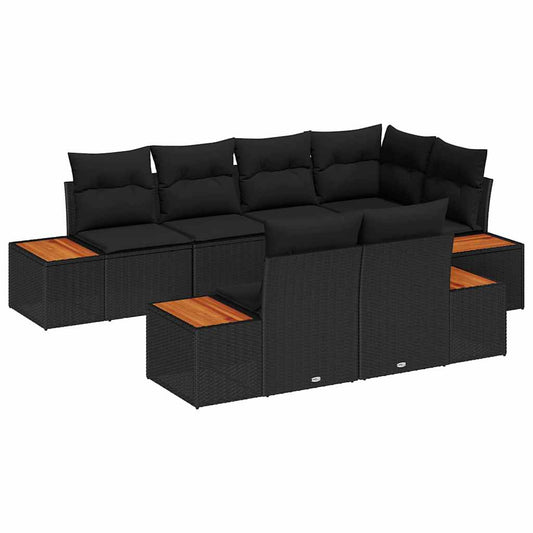 Conjunto de Sofá de Jardim 7 pcs Preto 264 x 154 x 85 cm