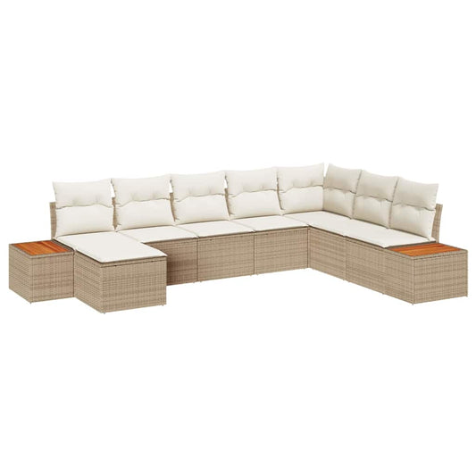 Conjunto de Sofá de Jardim 8 pcs bege e creme 319 x 209 x 85 cm