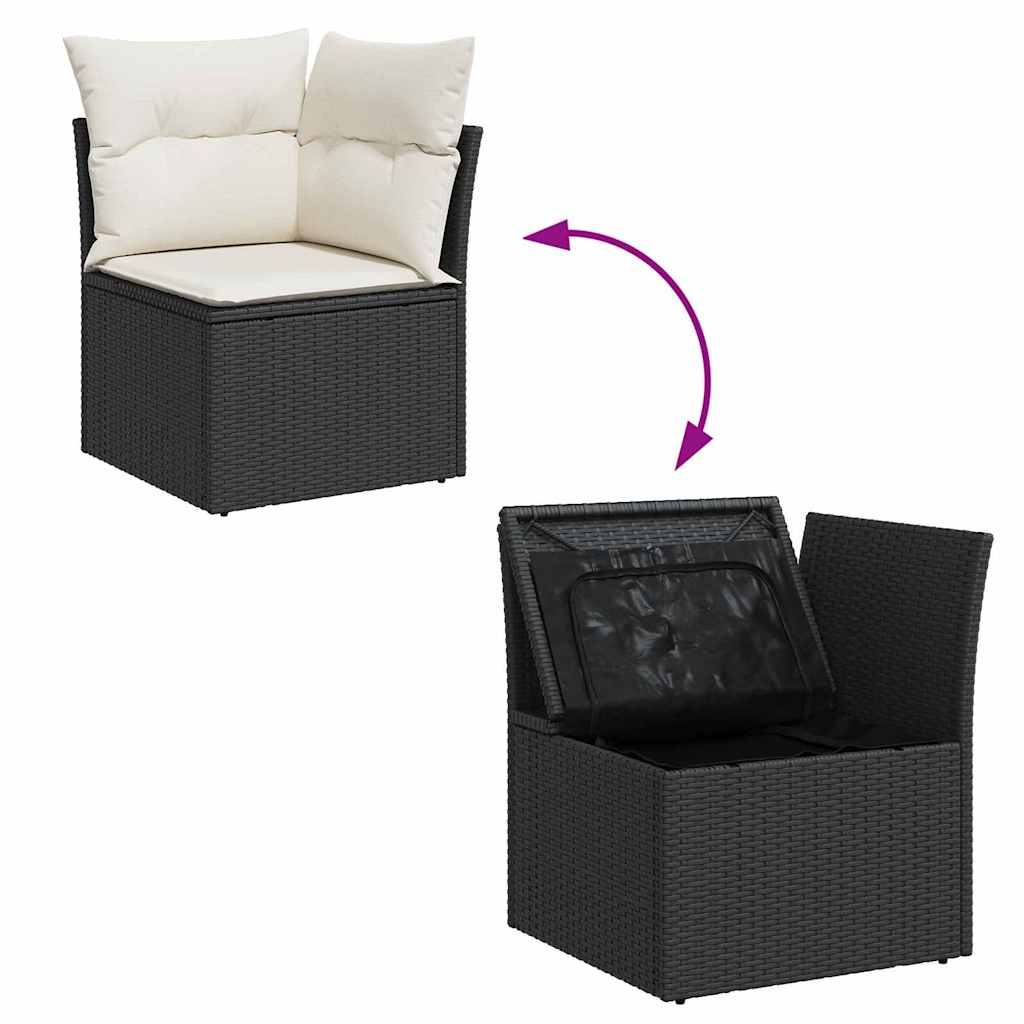 Conjunto de Sofá de Jardim 7 pcs Preto Rattan Sintético