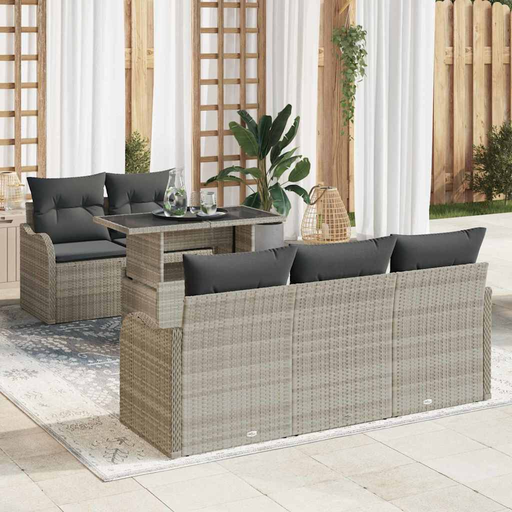 Conjunto de Sofá de Jardim com almofada 6 pcs Cinzento-claro