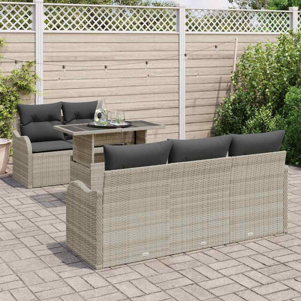 Conjunto de Sofá de Jardim com almofada 6 pcs Cinzento-claro