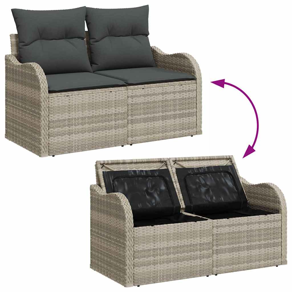 Conjunto de Sofá de Jardim com almofada 6 pcs Cinzento-claro