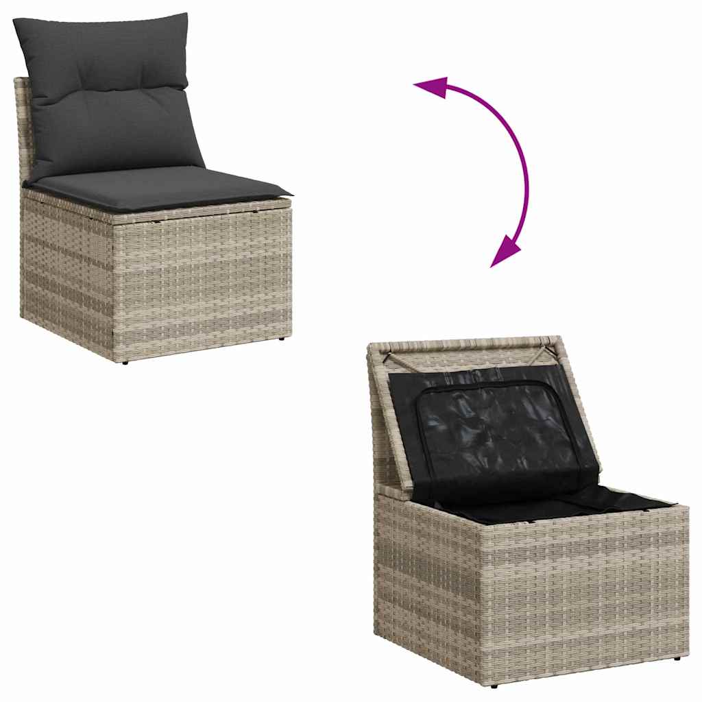 Conjunto de Sofá de Jardim com almofada 6 pcs Cinzento-claro